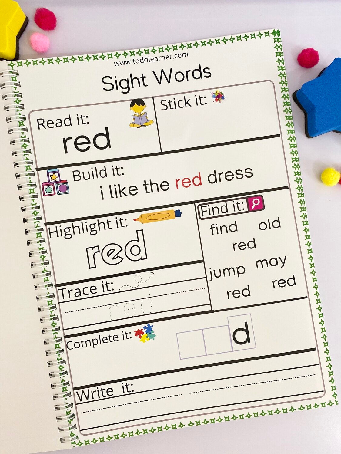 English Sight Words Practice Book for Kids: Build Early Reading and Writing Skills