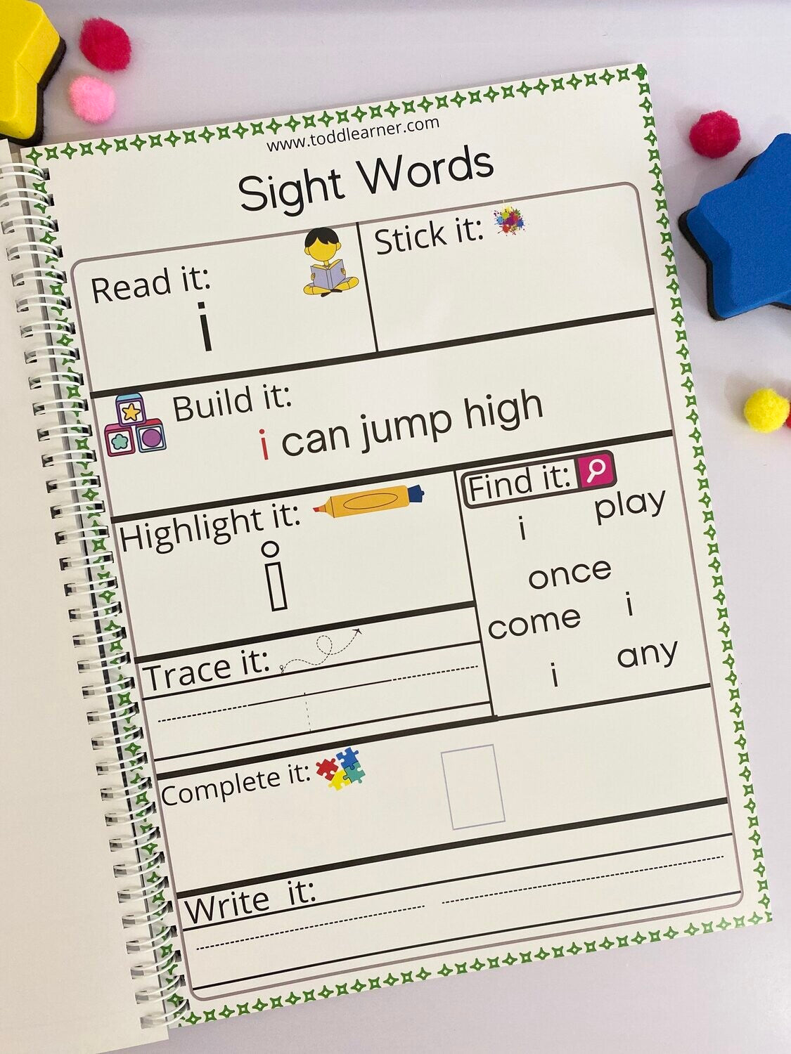 English Sight Words Practice Book for Kids: Build Early Reading and Writing Skills