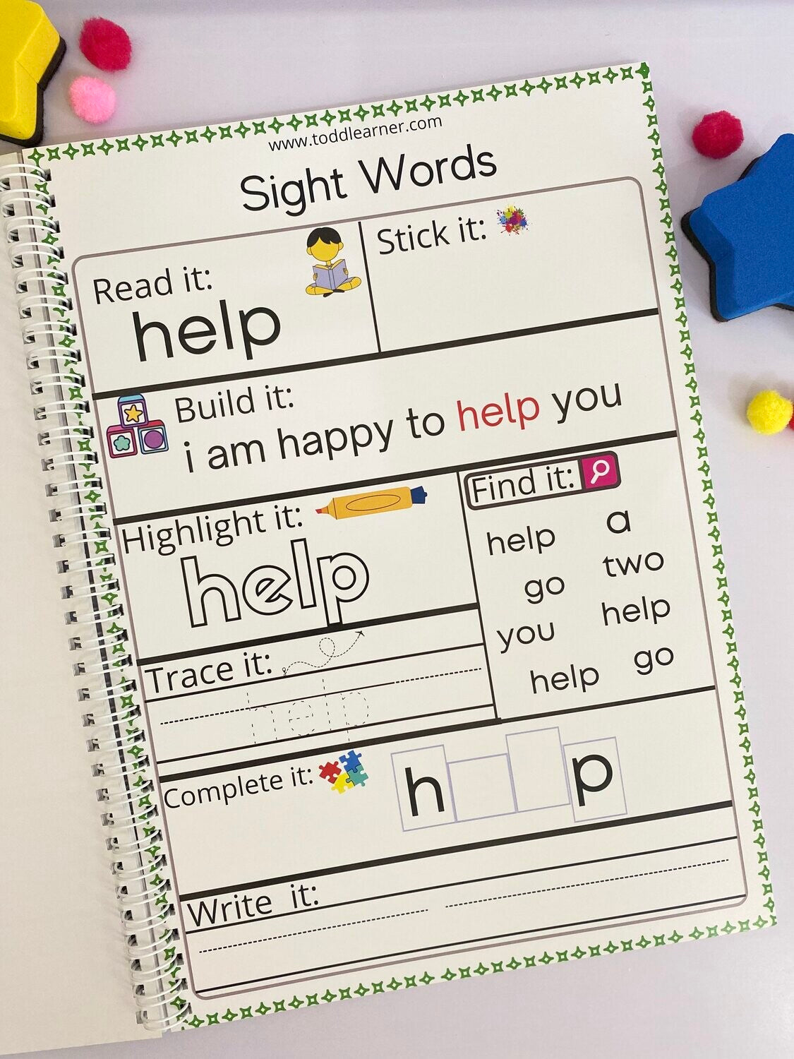 English Sight Words Practice Book for Kids: Build Early Reading and Writing Skills