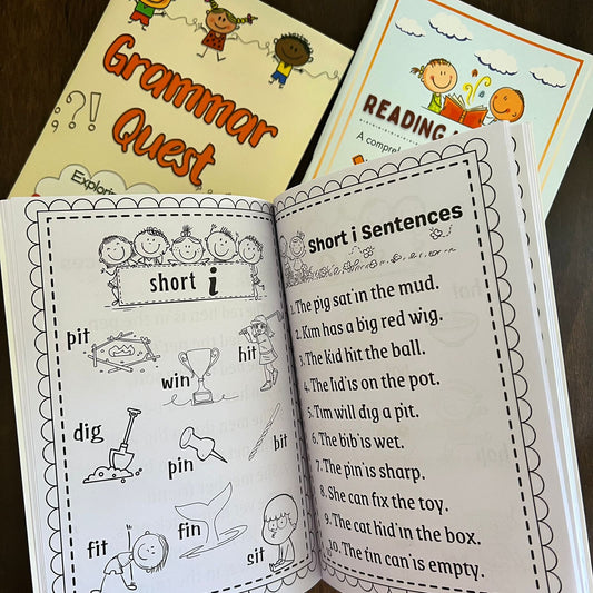 Reading Ready Bundle for Kids. Set of 3 Books ( Grammar Book , Phonics Book , Reading Book)