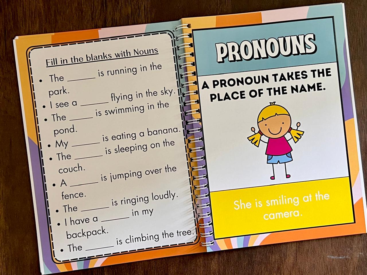 Learning Grammar Book for Kids. Exploring all parts of speech. Grammar made easy for kids.