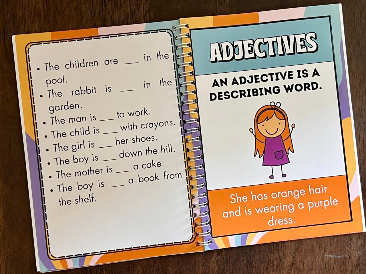 Learning Grammar Book for Kids. Exploring all parts of speech. Grammar made easy for kids.