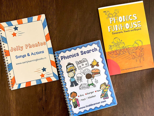 Phonics Learning Bundle for Kids. Set of 3 Books.