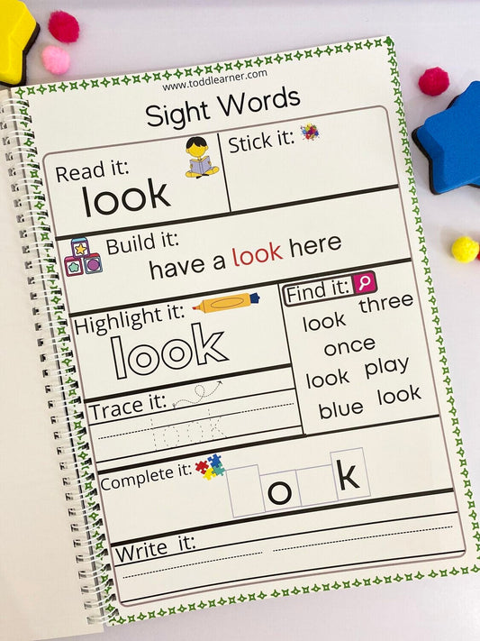 English Sight Words Practice Book for Kids: Build Early Reading and Writing Skills
