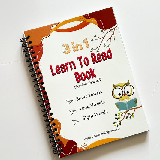 3 in 1 Learn to Read Book for Kids. Includes Short Vowels, Long Vowels and Sight Words.